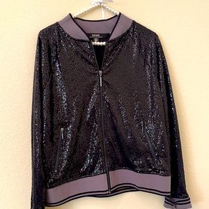 Kensie black sequin jacket with grey trim  Size L